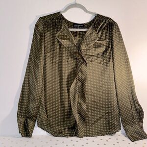 Jones New York Collection Olive Green Pattern Blouse